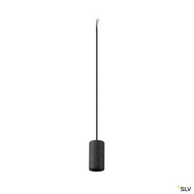 SLV FITU PD, E27, stone, Pendelleuchte, Pendellänge 500 cm, offenes Kabelende, 1 x max. 15 W, schwarz