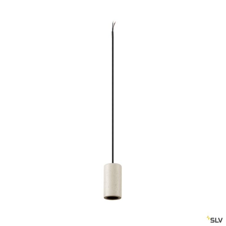 SLV FITU PD, E27, stone, Pendelleuchte, Pendellänge 500 cm, offenes Kabelende, 1 x max. 15 W, beige