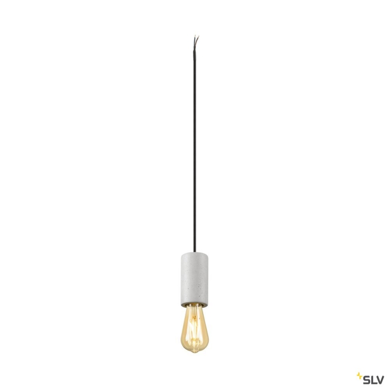 SLV FITU PD, E27, stone, Pendelleuchte, Pendellänge 500 cm, offenes Kabelende, 1 x max. 15 W, grau
