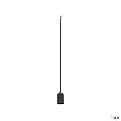 SLV FITU PD, E27, ribbed, Pendelleuchte, Pendellänge 500 cm, offenes Kabelende, 1 x max. 15 W, schwarz