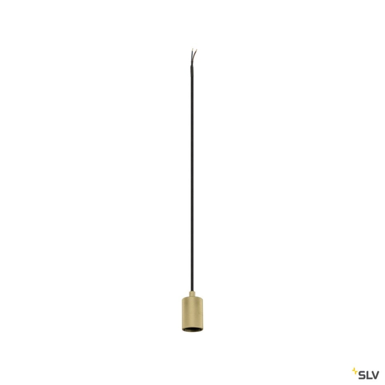 SLV FITU PD, E27, ribbed, Pendelleuchte, Pendellänge 500 cm, offenes Kabelende, 1 x max. 15 W, gold