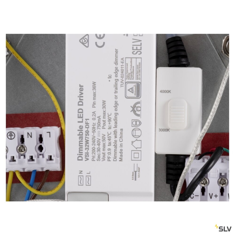 SLV PANEL 60, Pendelleuchte, rund, PHASE, Pendellänge 200 cm, 3000/4000K, 90°, weiß