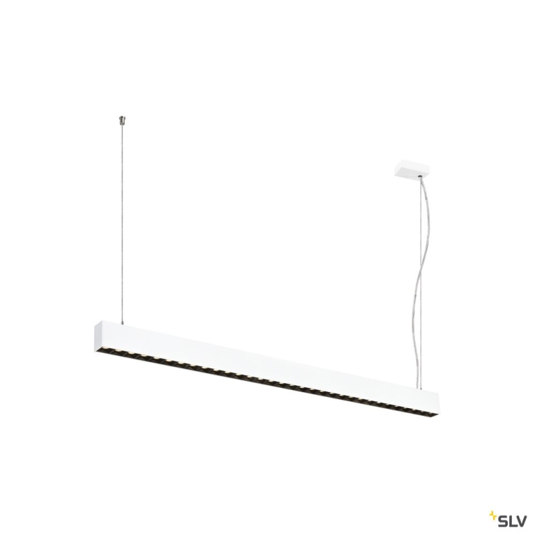 SLV GLENOS® PRO, Pendelleuchte, 1,2m, DALI, UGR16, Pendellänge 210 cm, 3000K, 75°, weiß / schwarz