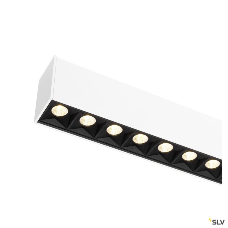 SLV GLENOS® PRO, Pendelleuchte, 1,2m, DALI, UGR16, Pendellänge 210 cm, 3000K, 75°, weiß / schwarz