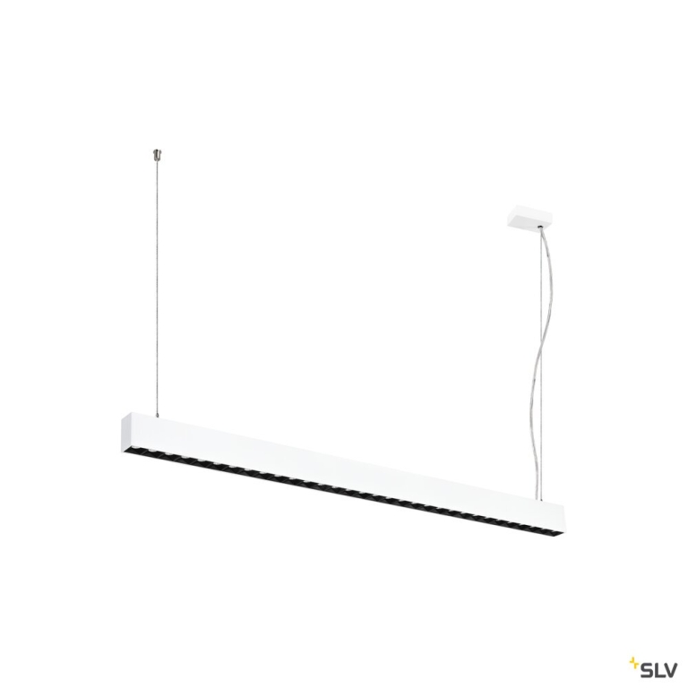 SLV GLENOS® PRO, Pendelleuchte, 1,2m, DALI, UGR16, Pendellänge 210 cm, 3000K, 75°, weiß / schwarz