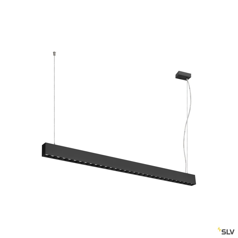 SLV GLENOS® PRO, Pendelleuchte, 1,2m, DALI, UGR16, Pendellänge 210 cm, 3000K, 75°, schwarz