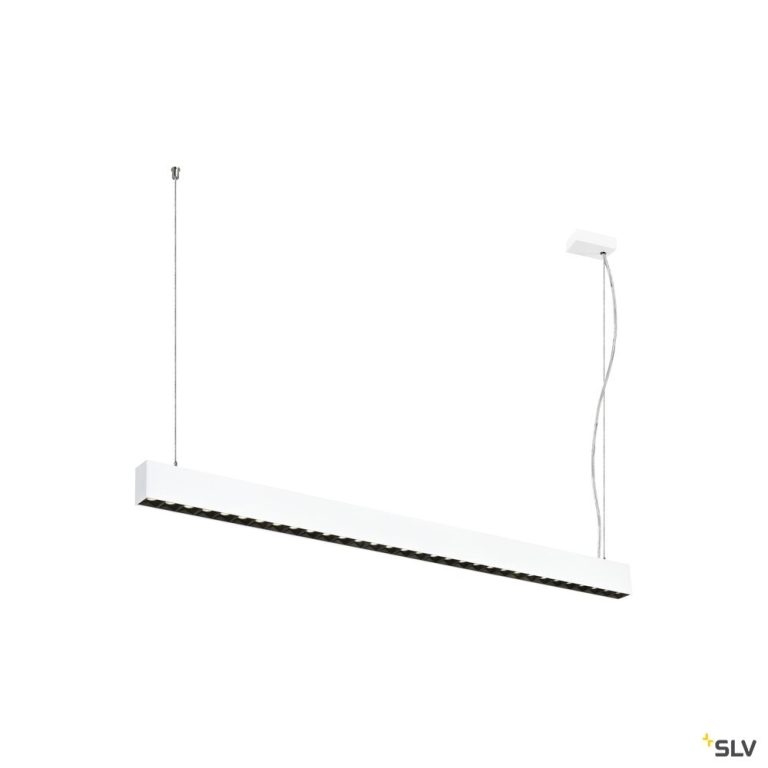 SLV GLENOS® PRO, Pendelleuchte, 1,2m, DALI, UGR16, Pendellänge 210 cm, 4000K, 75°, weiß / schwarz
