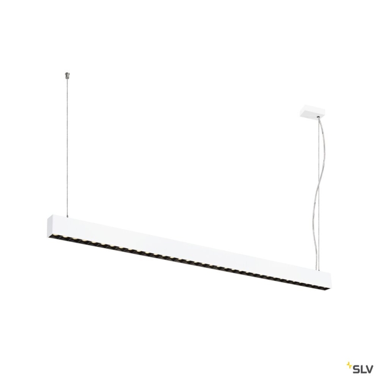 SLV GLENOS® PRO, Pendelleuchte, 1,5m, DALI, UGR16, Pendellänge 210 cm, 3000K, 75°, weiß / schwarz