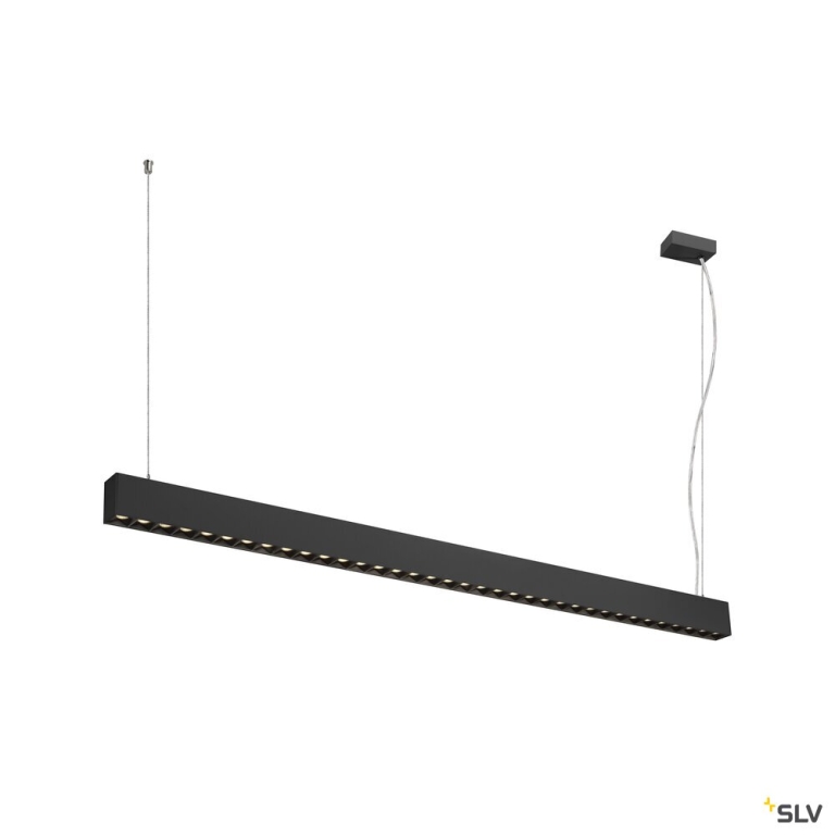 SLV GLENOS® PRO, Pendelleuchte, 1,5m, DALI, UGR16, Pendellänge 210 cm, 3000K, 75°, schwarz