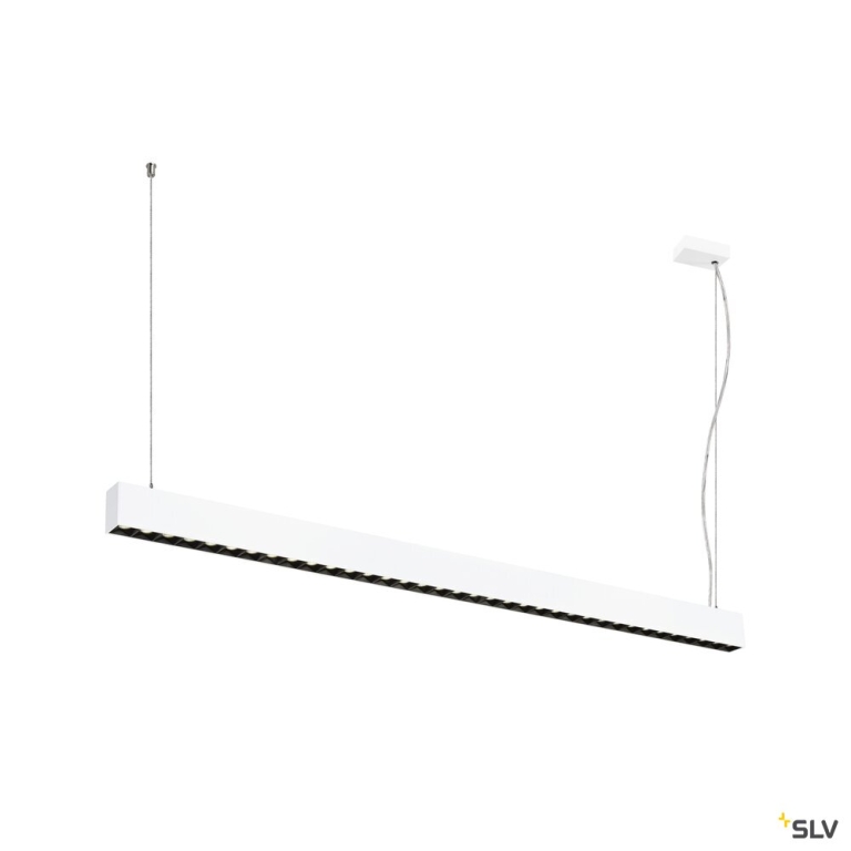 SLV GLENOS® PRO, Pendelleuchte, 1,5m, DALI, UGR16, Pendellänge 210 cm, 4000K, 75°, weiß / schwarz