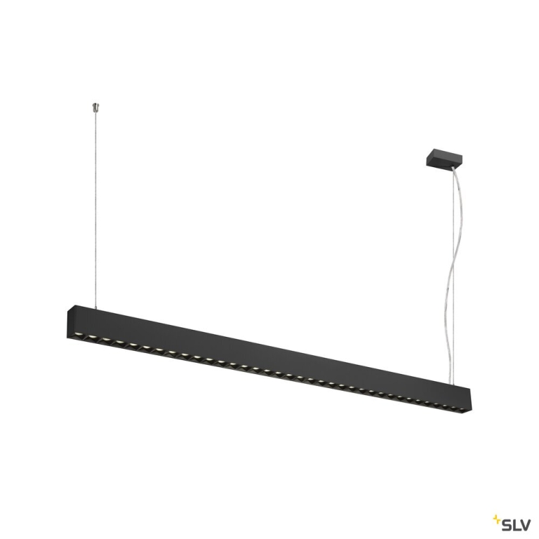 SLV GLENOS® PRO, Pendelleuchte, 1,5m, DALI, UGR16, Pendellänge 210 cm, 4000K, 75°, schwarz