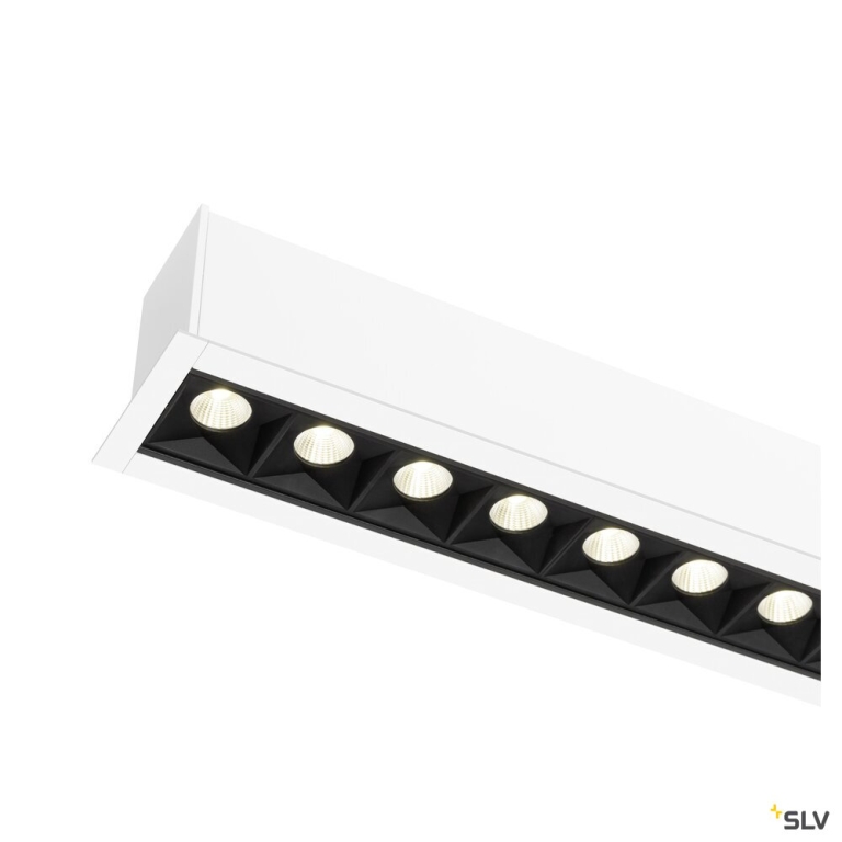 SLV GLENOS® PRO, Deckeneinbauleuchte, 1,2m, DALI, UGR19, 4000K, 75°, IP20, weiß / schwarz