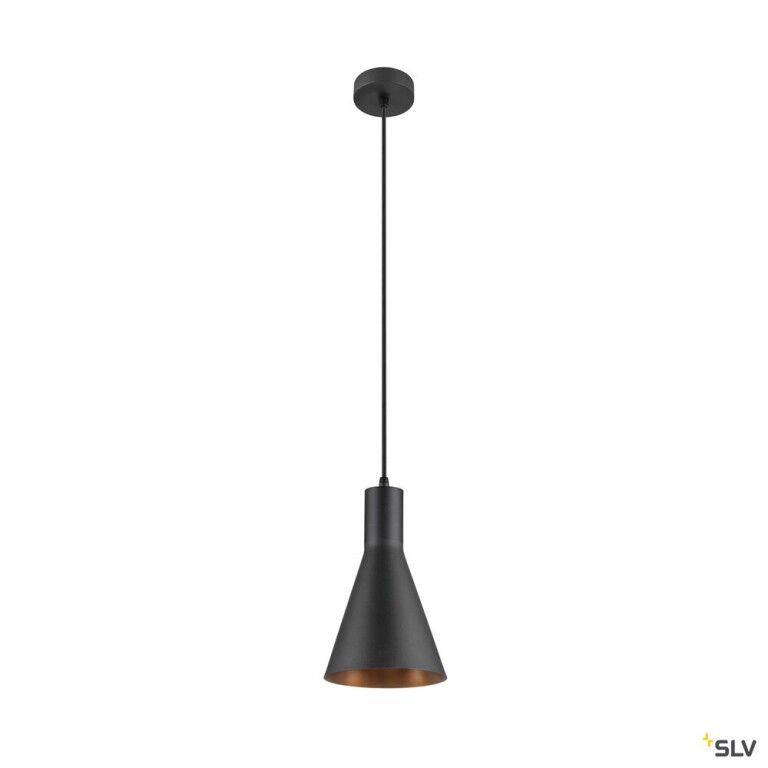 SLV LALU® SET, Pendelleuchte, E27 Base, CONE 15, Pendellänge 200 cm, Leuchtmittel inklusive, schwarz