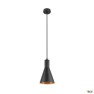 SLV LALU® SET, Pendelleuchte, E27 Base, CONE 15, Pendellänge 200 cm, Leuchtmittel inklusive, schwarz