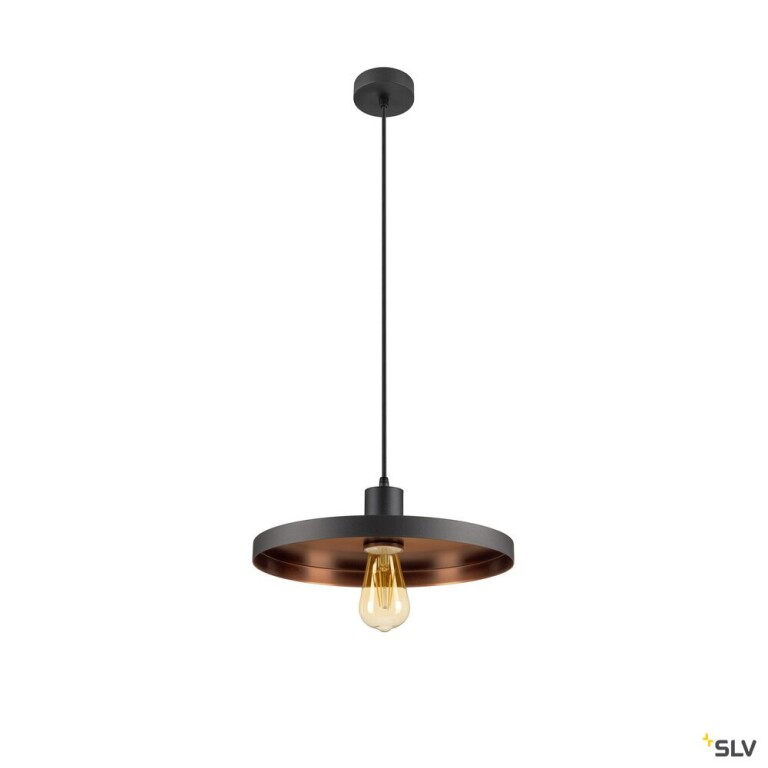 SLV LALU® SET, Pendelleuchte, E27 Base, PLATE 33, Pendellänge 200 cm, Leuchtmittel inklusive, schwarz