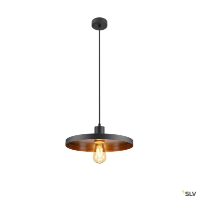 SLV LALU® SET, Pendelleuchte, E27 Base, PLATE 33, Pendellänge 200 cm, Leuchtmittel inklusive, schwarz