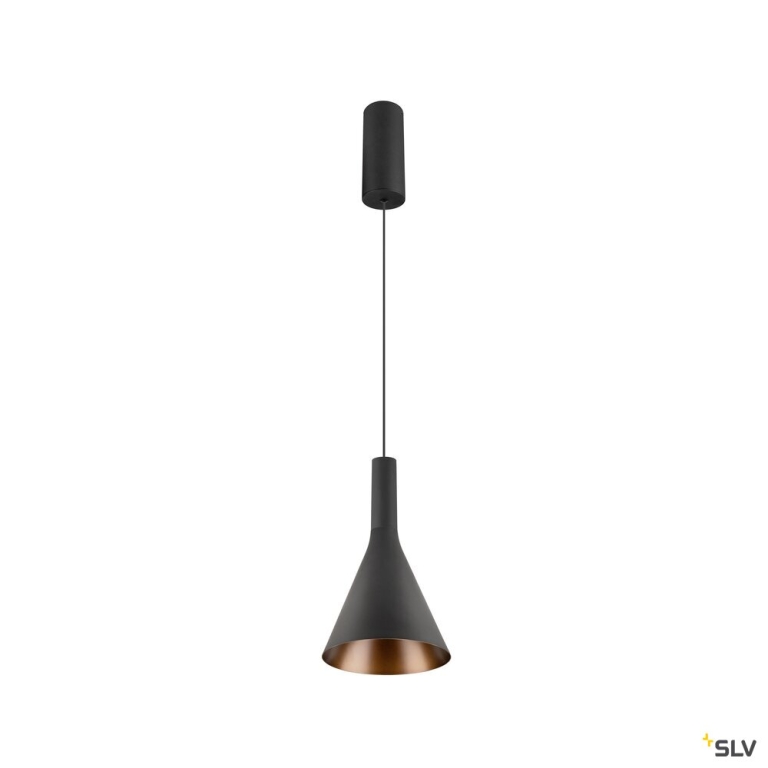 SLV LALU® SET, Pendelleuchte, LED Base, CONE 15, PHASE, Pendellänge 200 cm, 2700/3000 K, 40°, schwarz