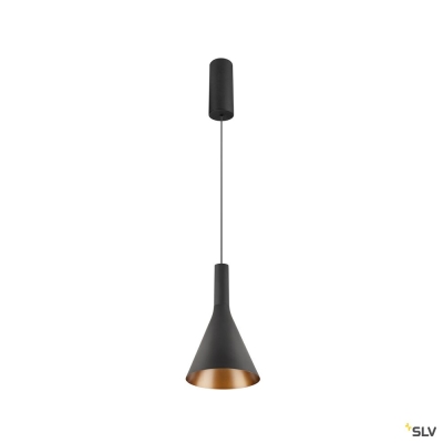 SLV LALU® SET, Pendelleuchte, LED Base, CONE 15, PHASE, Pendellänge 200 cm, 2700/3000 K, 40°, schwarz