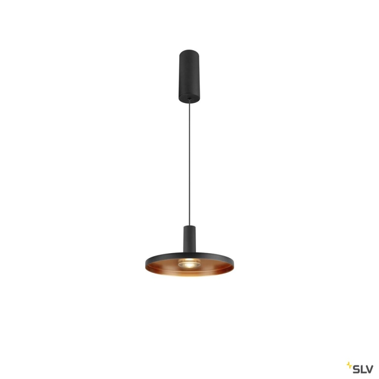 SLV LALU® SET, Pendelleuchte, LED Base, PLATE 22, PHASE, Pendellänge 200 cm, 2700/3000 K, 40°, schwarz