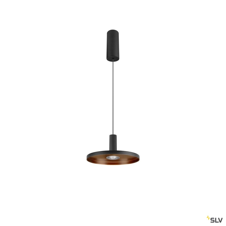 SLV LALU® SET, Pendelleuchte, LED Base, PLATE 22, PHASE, Pendellänge 200 cm, 2700/3000 K, 40°, schwarz
