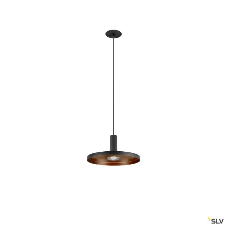 SLV LALU® SET, Pendelleuchte, LED Base, PLATE 22, PHASE, Recessed, Pendellänge 200 cm, 2700/3000 K, 40°, schwarz