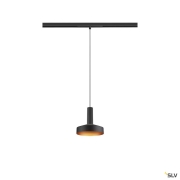 LALU® SET, 48V Pendelleuchte, LED Base, PLATE 15, DALI, Pendellänge 200 cm, 2700/3000K, 40°, schwarz