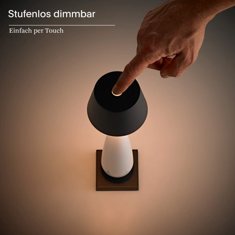 SIGOR SIGOR Thala Akku-Tischleuchte keramikweiß/schwarz IP65