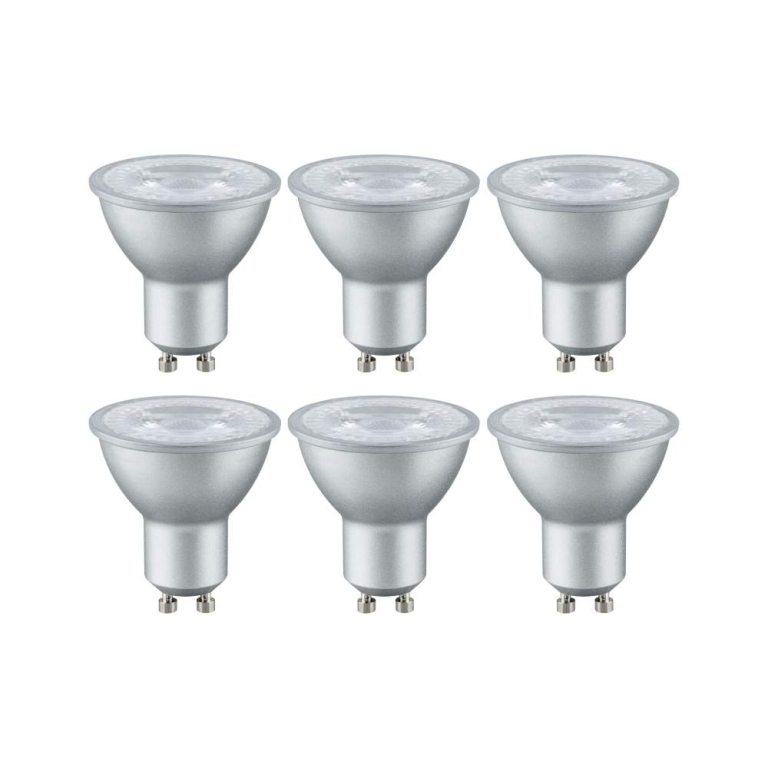 Paulmann Standard 230V LED Reflektor GU10 GU10 6er-Set GU10 51mm 2700K 6x4W 6x230lm 230V Alu