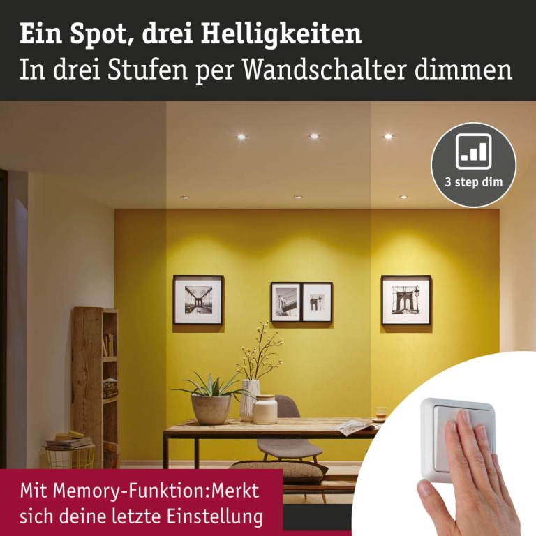 Paulmann Standard 230V LED Reflektor GU10 Flat 37mm 3x550lm 3x4,9W 2700K dimmbar Signalweiß