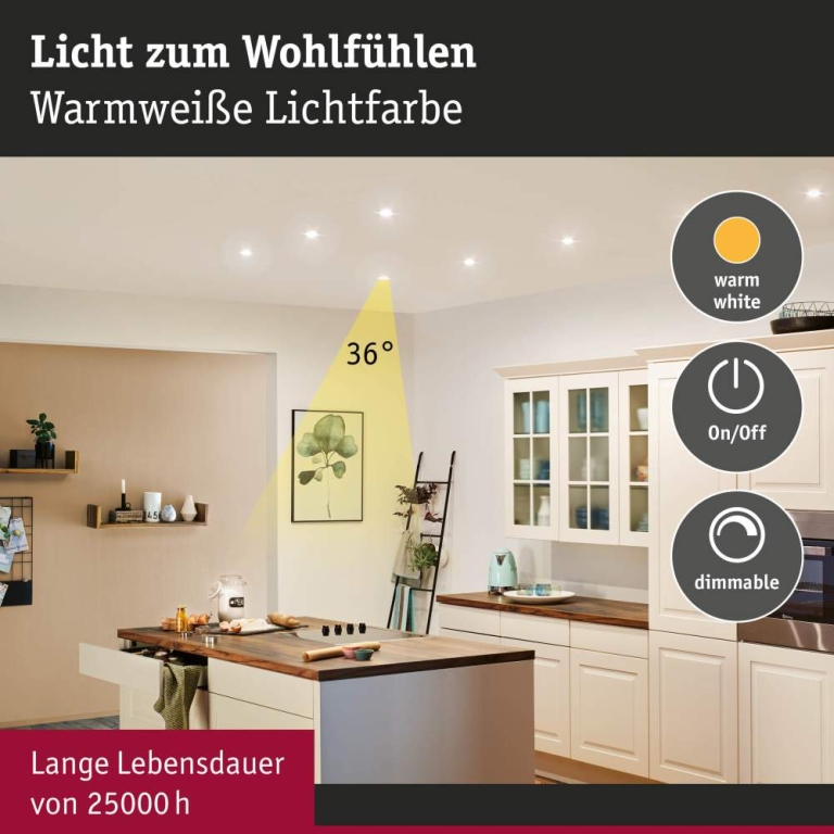 Paulmann Standard 230V LED Reflektor GU10 Flat 37mm 550lm 4,9W 2700K  Signalweiß