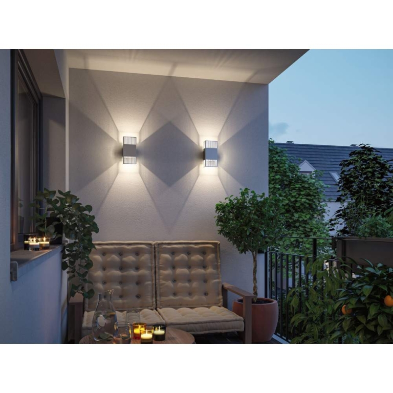 Paulmann LED Wandleuchte Tharin IP44 3000K 120x250mm 2x3,7W Silber