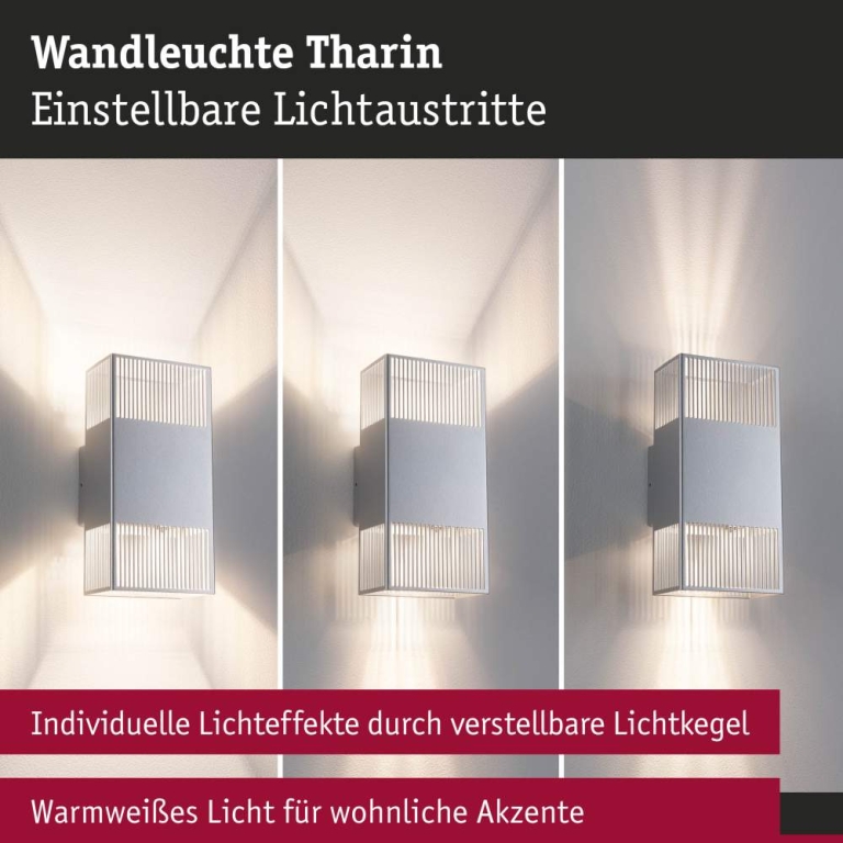Paulmann LED Wandleuchte Tharin IP44 3000K 120x250mm 2x3,7W Silber