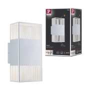 LED Wandleuchte Tharin IP44 3000K 120x250mm 2x3,7W Silber