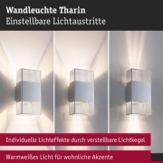 LED Wandleuchte Tharin IP44 3000K 120x250mm 2x3,7W Silber
