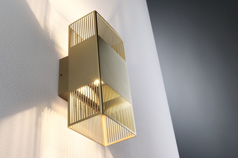 Paulmann LED Wandleuchte Tharin IP44 3000K 120x250mm 2x3,7W Gold