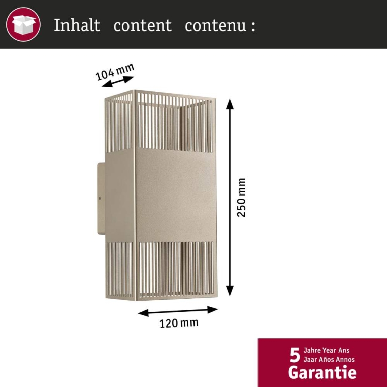 Paulmann LED Wandleuchte Tharin IP44 3000K 120x250mm 2x3,7W Gold
