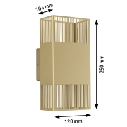 LED Wandleuchte Tharin IP44 3000K 120x250mm 2x3,7W Gold