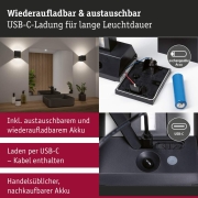 LED Akkuwandleuchte Nyara  IP44 3000K 100x104mm 2x1W Schwarz