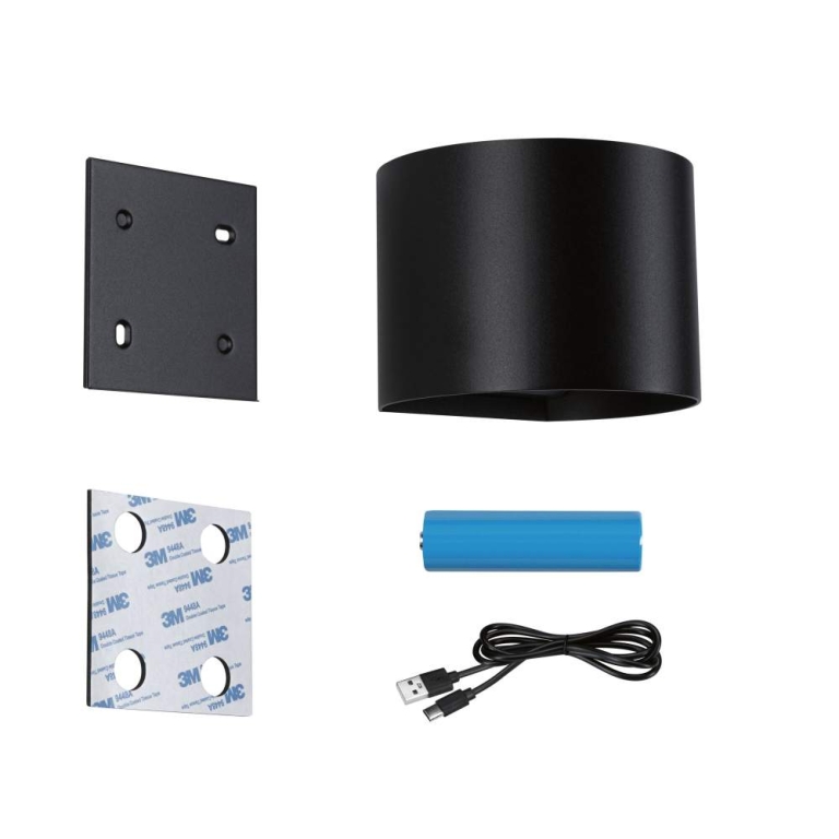 Paulmann LED Akkuwandleuchte Nyora IP44 3000K 135x120mm 2x1W Schwarz