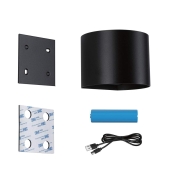 LED Akkuwandleuchte Nyora IP44 3000K 135x120mm 2x1W Schwarz