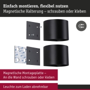 LED Akkuwandleuchte Nyora IP44 3000K 135x120mm 2x1W Schwarz