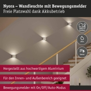 LED Akkuwandleuchte Nyora IP44 3000K 135x120mm 2x1W Weiß