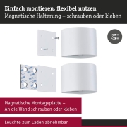 LED Akkuwandleuchte Nyora IP44 3000K 135x120mm 2x1W Weiß