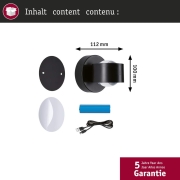 LED Akkuwandleuchte Zorik IP44 dimmbar 2700K 100mm 2x1,1W Schwarz