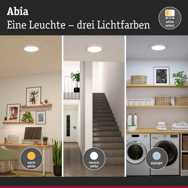Paulmann LED Panel Abia 2 White Select Dämmerungsgesteuerter Bewegungsmelder (HF) eckig 300mm  14W 1000lm 2700 - 4000K Weiß