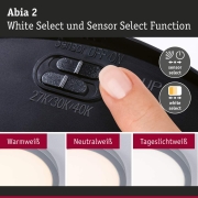 LED Panel Abia 2 White Select Dämmerungsgesteuerter Bewegungsmelder (HF) rund 300mm  14W 1000lm 2700 - 4000K Chrom matt