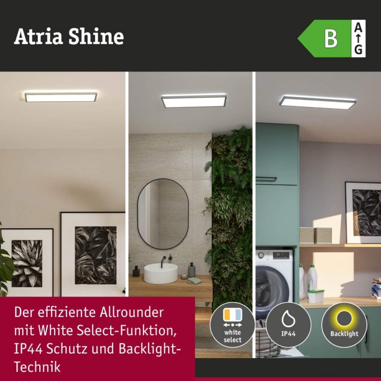 Paulmann LED Panel Atria Shine IP44 eckig 560x200mm  15,2W 2030lm 3000 - 6500K Chrom matt