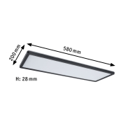 LED Panel Atria Shine IP44 eckig 560x200mm  15,2W 2030lm 3000 - 6500K Schwarz