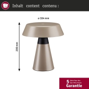 Akkuleuchte Lirox IP44  White Switch Champagner Schwarz