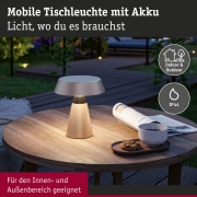 Akkuleuchte Lirox IP44  White Switch Champagner Schwarz